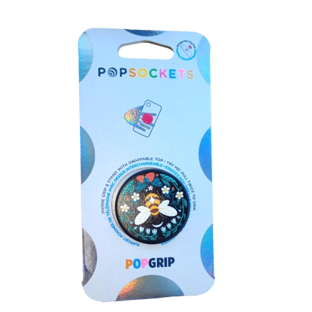 New Bumble Bee and Flowers Pop Socket Phone Grip and Hands Free Stand